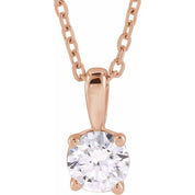 14K Rose 1 CT Natural Diamond 18" Necklace