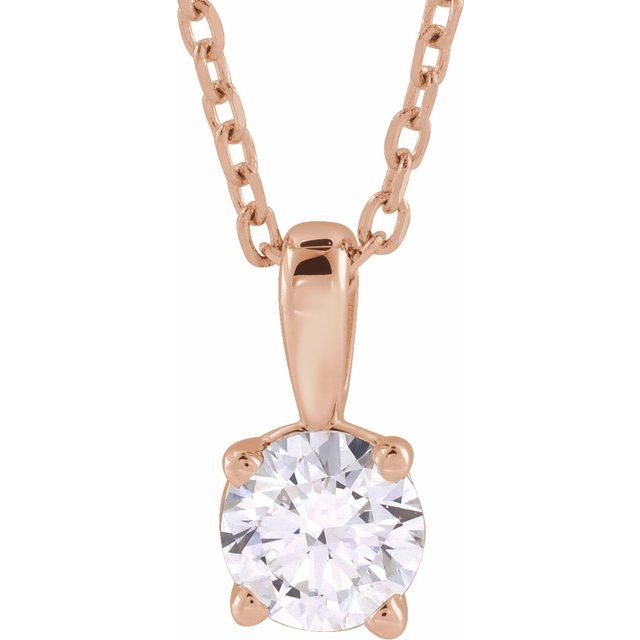 14K Rose 1 CT Natural Diamond 18" Necklace