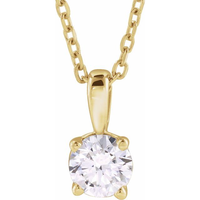 14K Yellow 1 CT Natural Diamond 18" Necklace