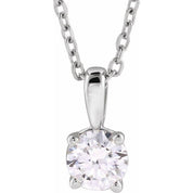 14K White 1 CT Natural Diamond 18" Necklace