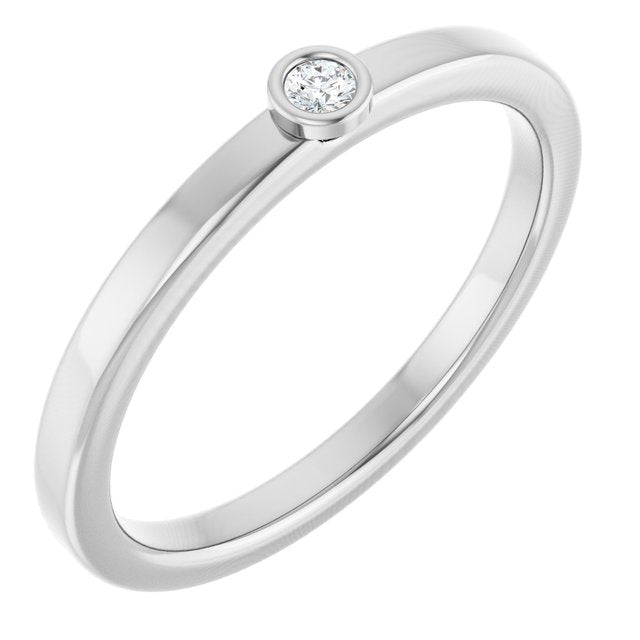 Sterling Silver 2 mm Natural White Sapphire Ring