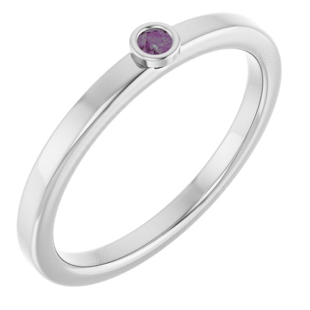 Sterling Silver 2 mm Natural Alexandrite Ring