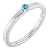 Platinum 2 mm Natural Blue Zircon Ring