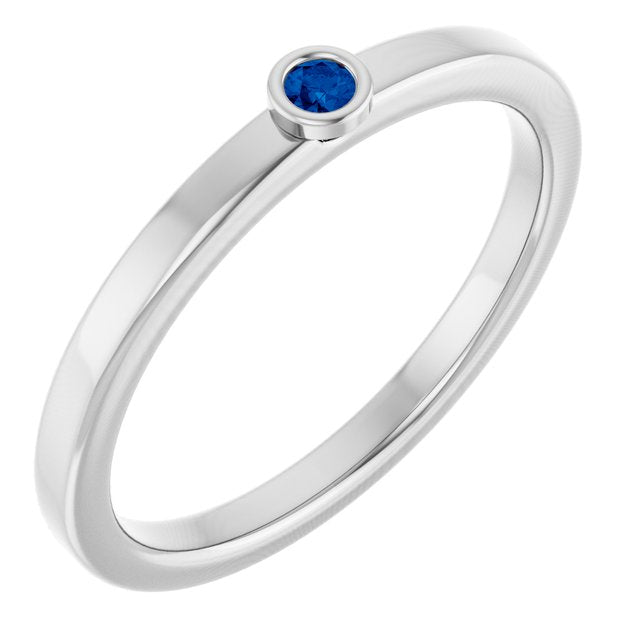Sterling Silver 2 mm Lab-Grown Blue Sapphire Ring