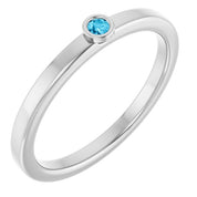 Sterling Silver 2 mm Natural Aquamarine Ring