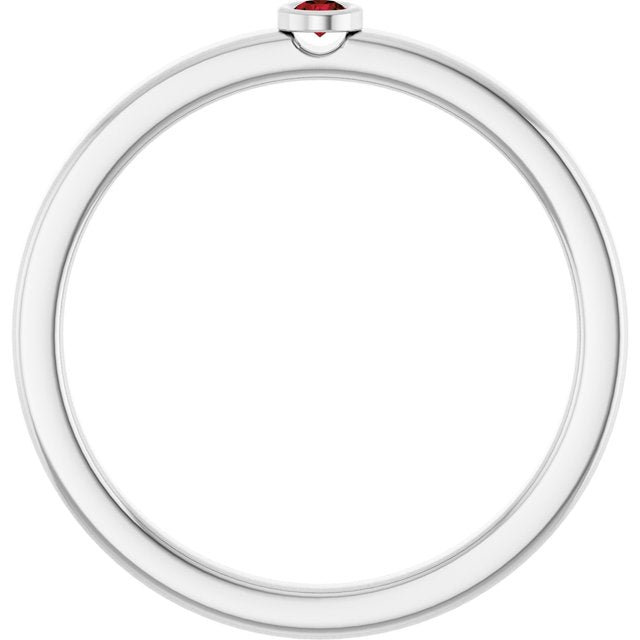 Sterling Silver 2 mm Natural Mozambique Garnet Ring