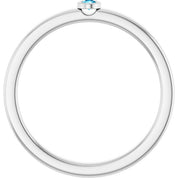 Sterling Silver 2 mm Natural Aquamarine Ring