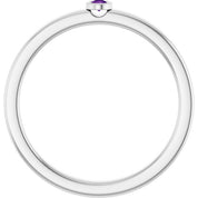 Sterling Silver 2 mm Natural Amethyst Ring