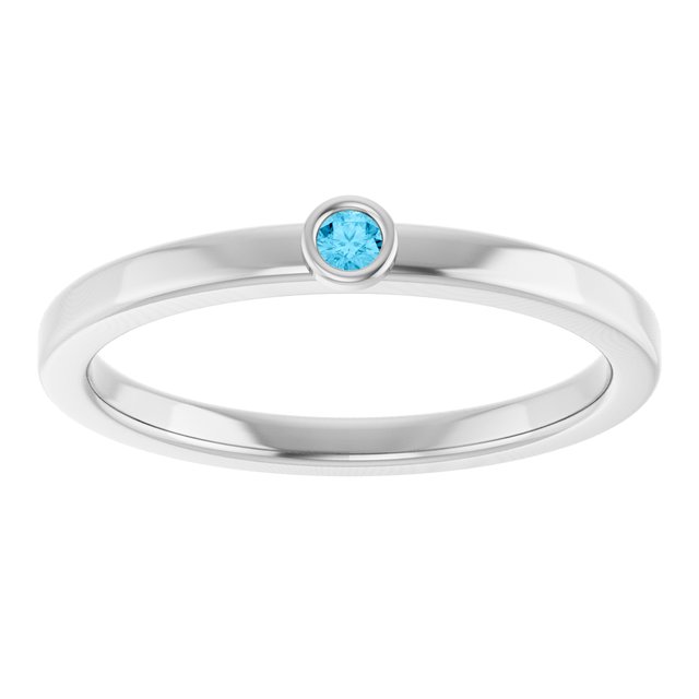 Sterling Silver 2 mm Natural Aquamarine Ring