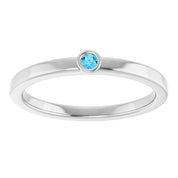 Platinum 2 mm Natural Aquamarine Ring