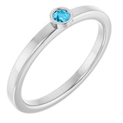 Sterling Silver 2.5 mm Natural Aquamarine Ring