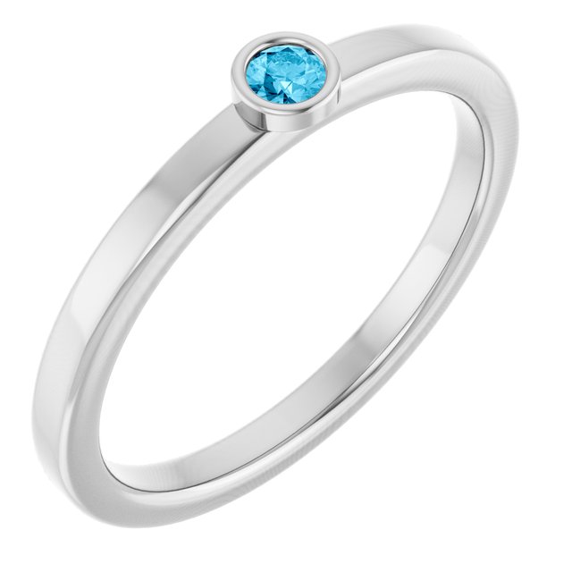 Sterling Silver 2.5 mm Natural Aquamarine Ring