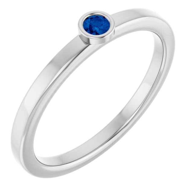 Sterling Silver 2.5 mm Lab-Grown Blue Sapphire Ring