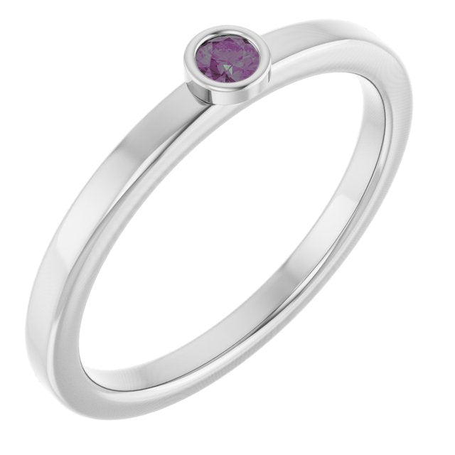 Sterling Silver 2.5 mm Lab-Grown Alexandrite Ring