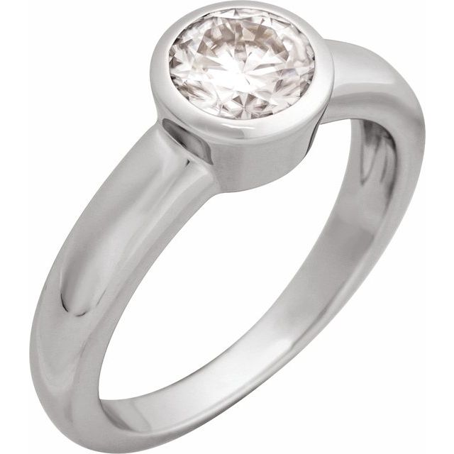 14K White 1/4 CTW Diamond Bezel-Set Engagement Ring