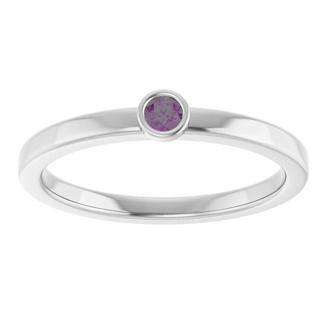 Sterling Silver 2.5 mm Lab-Grown Alexandrite Ring