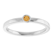 Platinum 2.5 mm Natural Citrine Ring