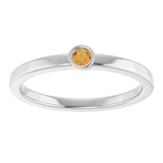 Platinum 2.5 mm Natural Citrine Ring