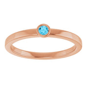 14K Rose 2.5 mm Natural Aquamarine Ring