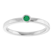 Sterling Silver 2.5 mm Lab-Grown Emerald Ring