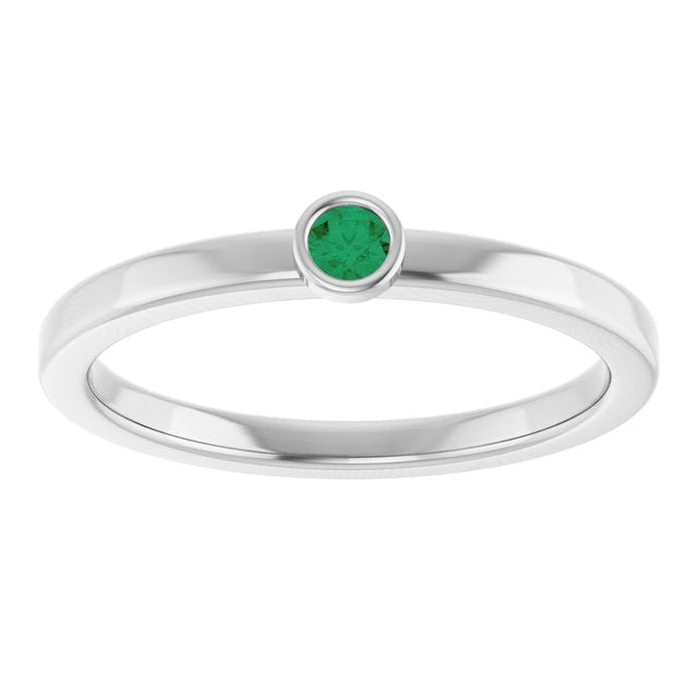 Sterling Silver 2.5 mm Lab-Grown Emerald Ring