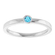 Sterling Silver 2.5 mm Natural Aquamarine Ring