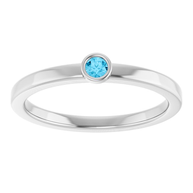 Sterling Silver 2.5 mm Natural Aquamarine Ring