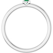 Sterling Silver 2.5 mm Lab-Grown Emerald Ring