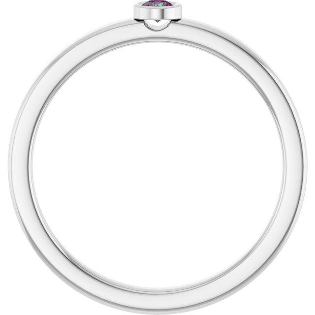 Sterling Silver 2.5 mm Lab-Grown Alexandrite Ring