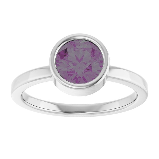 Platinum 6.5 mm Lab-Grown Alexandrite Ring
