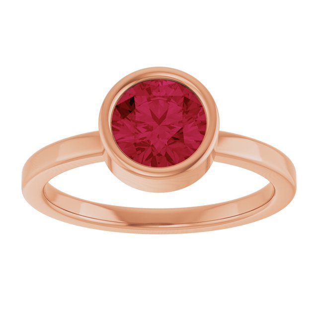 14K Rose 6.5 mm Lab-Grown Ruby Ring
