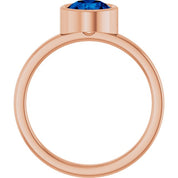 14K Rose 6.5 mm Natural Blue Sapphire Ring