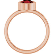 14K Rose 6.5 mm Natural Mozambique Garnet Ring