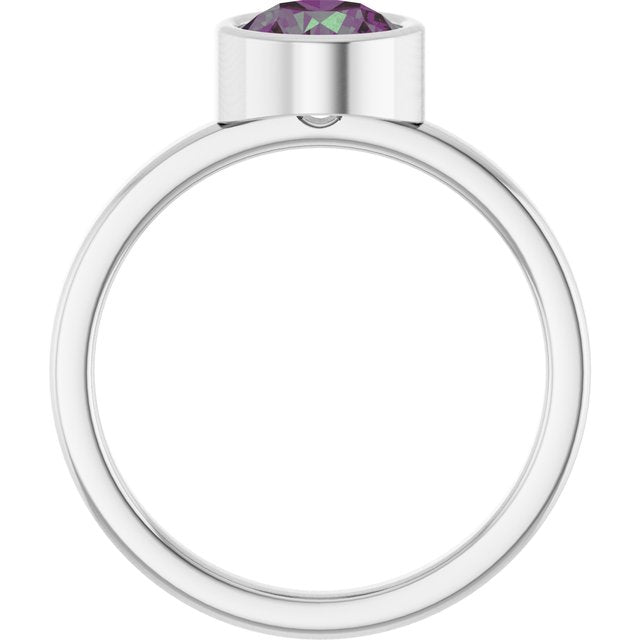 Platinum 6.5 mm Lab-Grown Alexandrite Ring