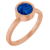 14K Rose 6.5 mm Natural Blue Sapphire Ring