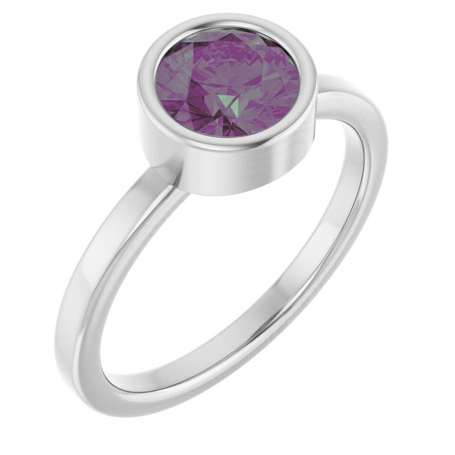Platinum 6.5 mm Lab-Grown Alexandrite Ring
