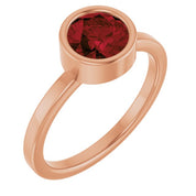 14K Rose 6.5 mm Natural Mozambique Garnet Ring