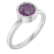 Sterling Silver 6.5 mm Lab-Grown Alexandrite Ring