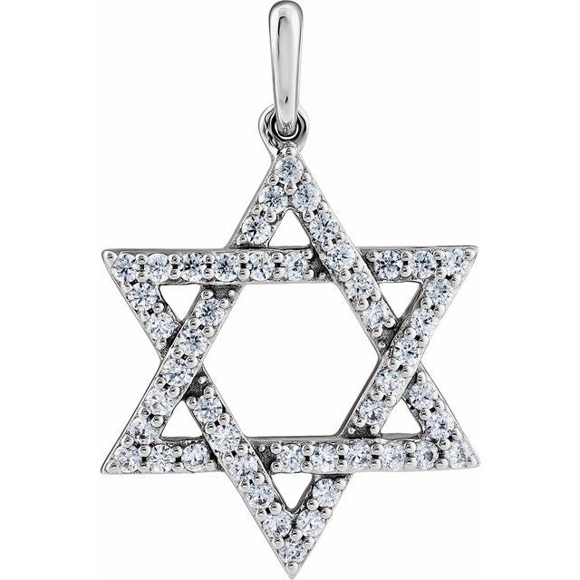 14K White 3/8 CTW Natural Diamond Star of David Pendant