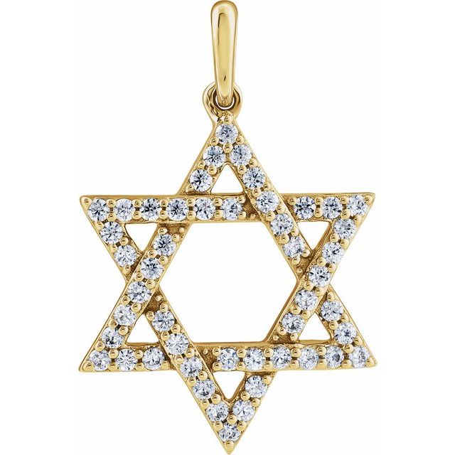 14K Yellow 3/8 CTW Lab-Grown Diamond Star of David Pendant