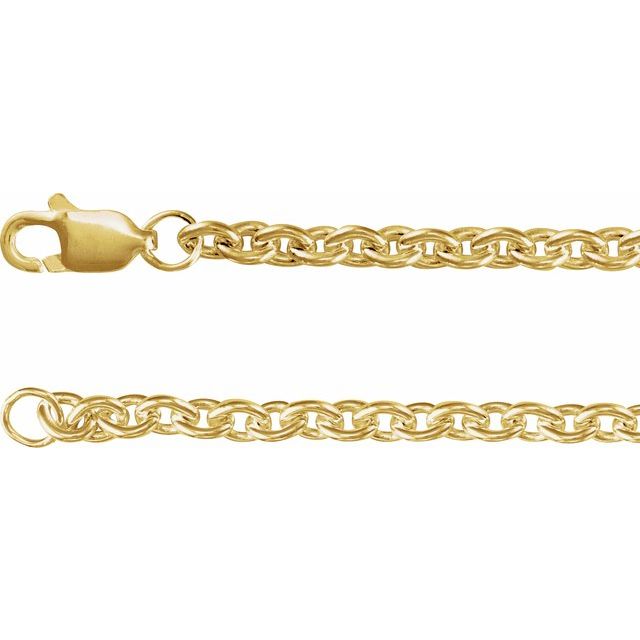 14K Yellow Gold-Filled 2.8 mm Cable Chain by the Inch and Various Lengths