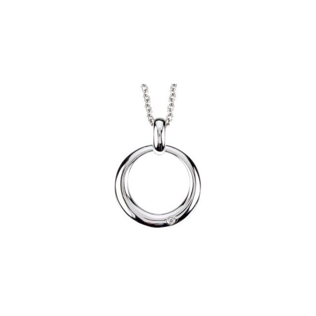 Sterling Silver .01 CT Natural Diamond Circle 18" Necklace