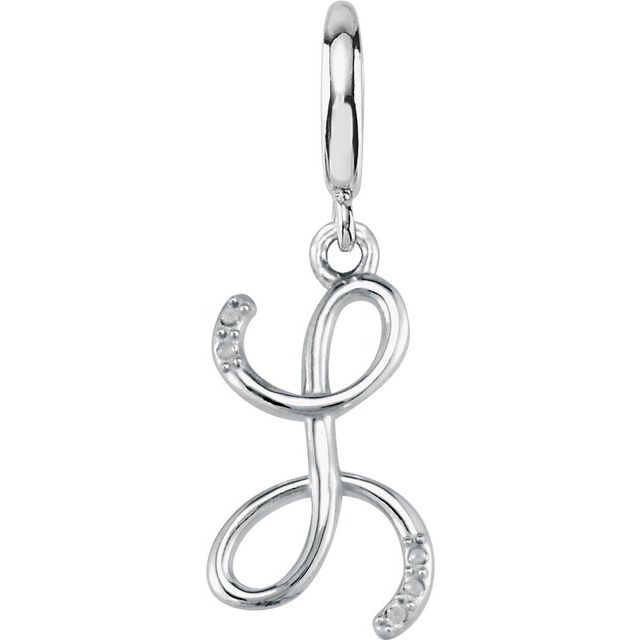 Sterling Silver Script Initial L .03 CTW Diamond Charm