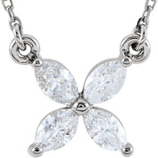 14K White 1/2 CTW Natural Diamond Floral 18" Necklace