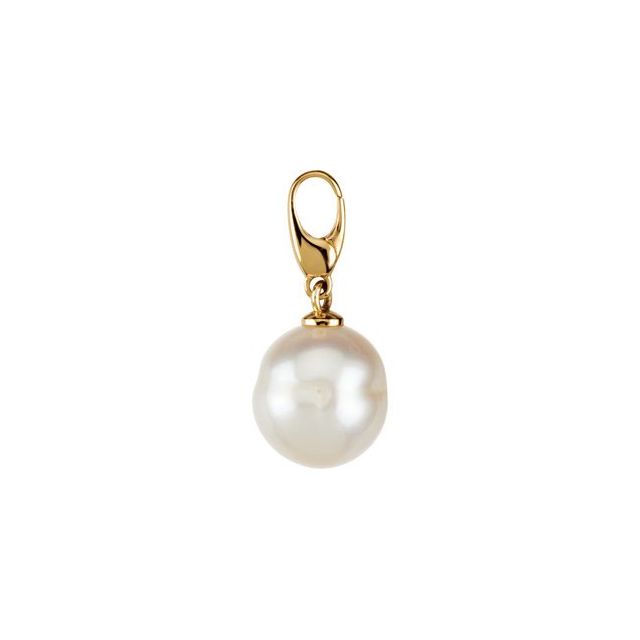 14K Yellow Cultured White Freshwater Pearl Charm
