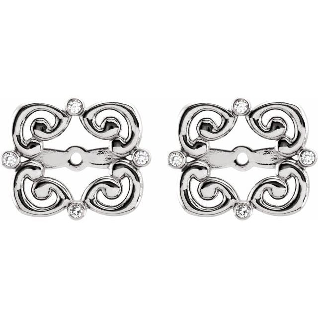 14K White .08 CTW Natiral Diamond Earring Jackets with 5.7 mm ID