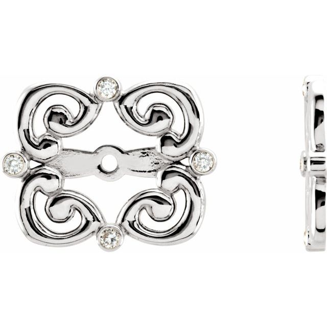 14K White .08 CTW Natiral Diamond Earring Jackets with 5.7 mm ID