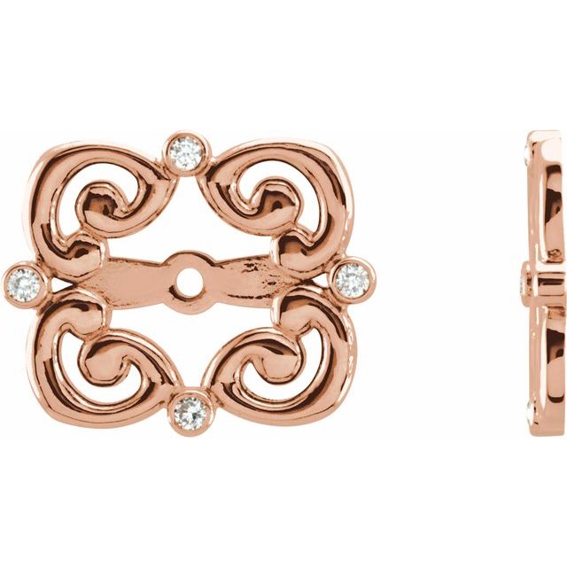 14K Rose .08 CTW Natiral Diamond Earring Jackets with 5.7 mm ID