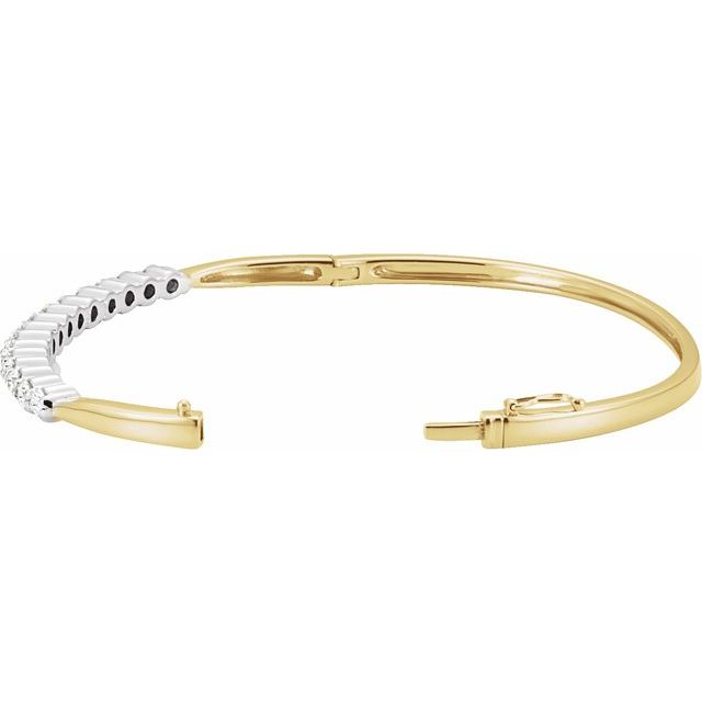 14K Yellow/White 2 1/8 CTW Natural Diamond Bangle 7" Bracelet