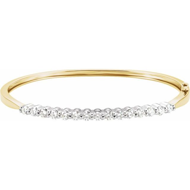 14K Yellow/White 2 1/8 CTW Natural Diamond Bangle 7" Bracelet